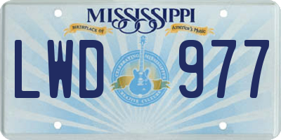 MS license plate LWD977