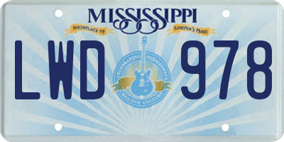 MS license plate LWD978