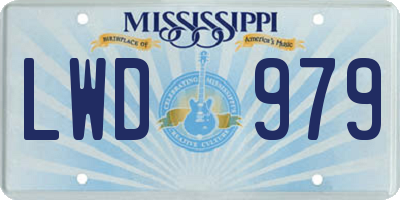 MS license plate LWD979