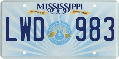 MS license plate LWD983