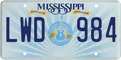 MS license plate LWD984