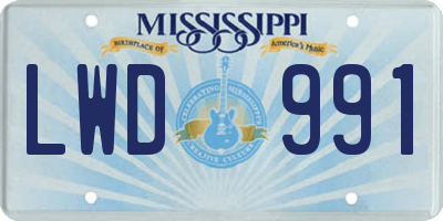 MS license plate LWD991