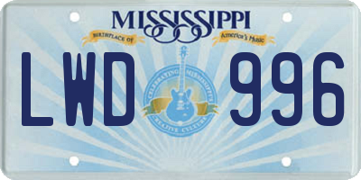 MS license plate LWD996