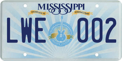 MS license plate LWE002