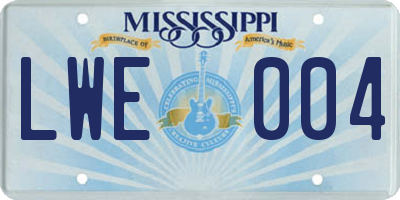 MS license plate LWE004