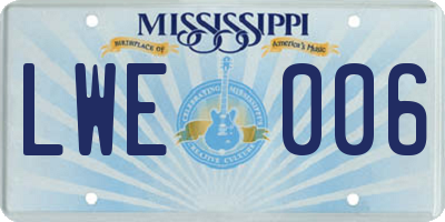 MS license plate LWE006