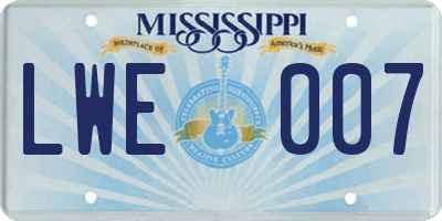 MS license plate LWE007