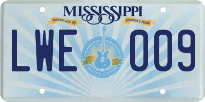 MS license plate LWE009