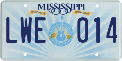 MS license plate LWE014