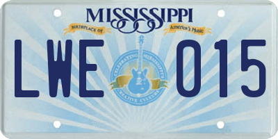 MS license plate LWE015