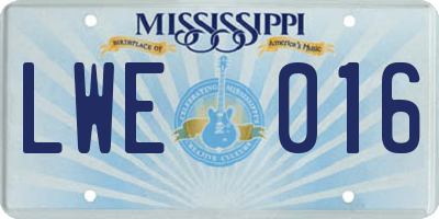MS license plate LWE016