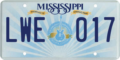 MS license plate LWE017