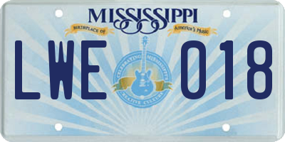 MS license plate LWE018