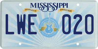 MS license plate LWE020