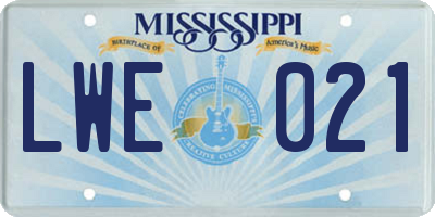 MS license plate LWE021