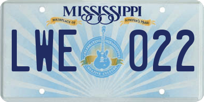 MS license plate LWE022