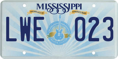 MS license plate LWE023