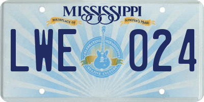 MS license plate LWE024