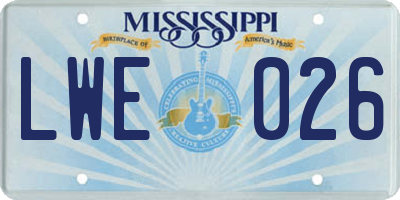 MS license plate LWE026