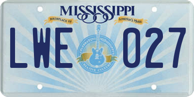 MS license plate LWE027