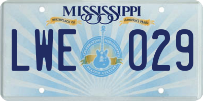 MS license plate LWE029