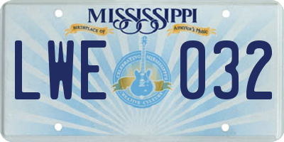 MS license plate LWE032