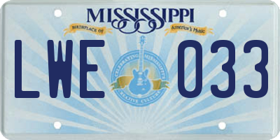 MS license plate LWE033
