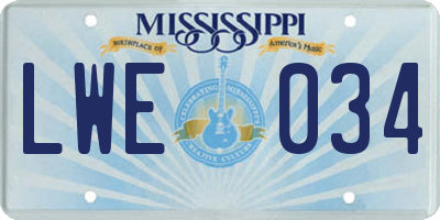 MS license plate LWE034