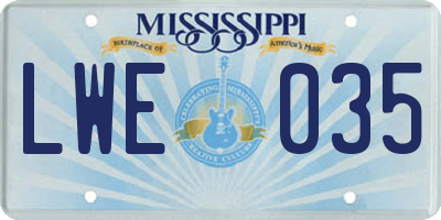 MS license plate LWE035