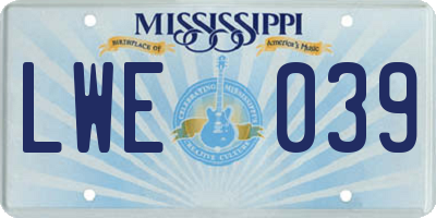 MS license plate LWE039