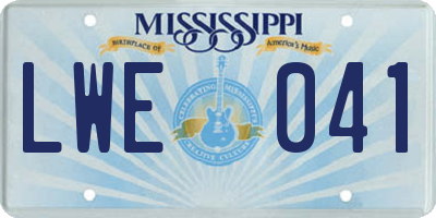MS license plate LWE041