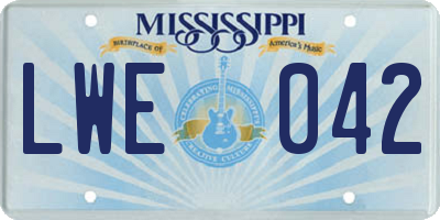 MS license plate LWE042