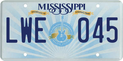 MS license plate LWE045