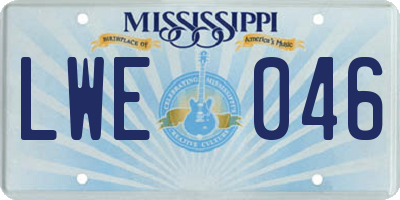 MS license plate LWE046
