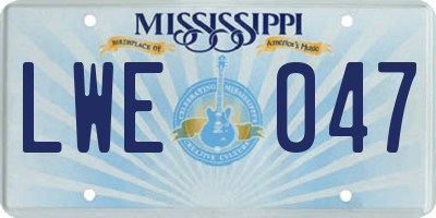 MS license plate LWE047