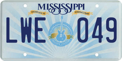 MS license plate LWE049