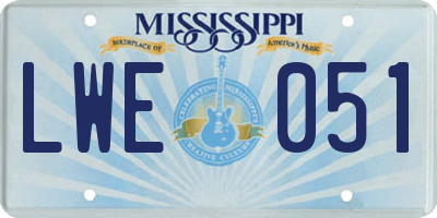 MS license plate LWE051