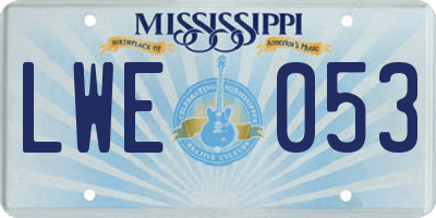MS license plate LWE053