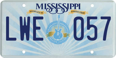 MS license plate LWE057