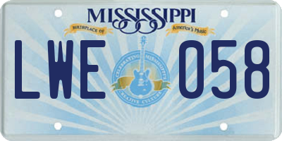 MS license plate LWE058