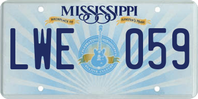 MS license plate LWE059