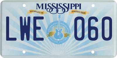 MS license plate LWE060