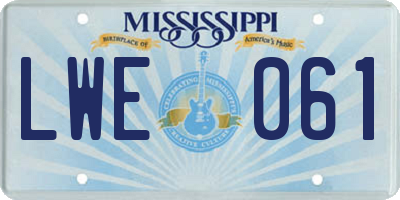 MS license plate LWE061