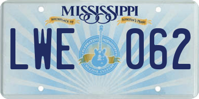 MS license plate LWE062