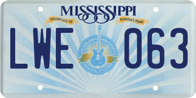 MS license plate LWE063