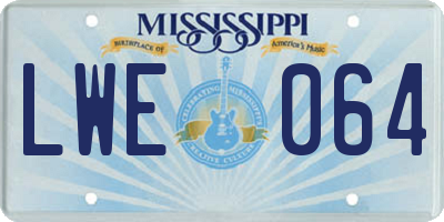 MS license plate LWE064