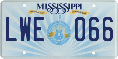 MS license plate LWE066