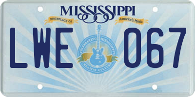 MS license plate LWE067
