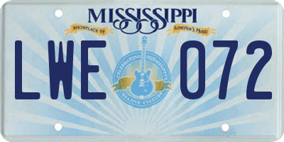 MS license plate LWE072