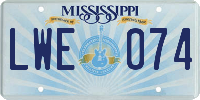 MS license plate LWE074